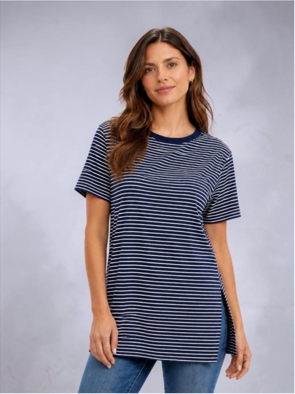 Old Navy Blue & White Striped Tunic Top – Size M